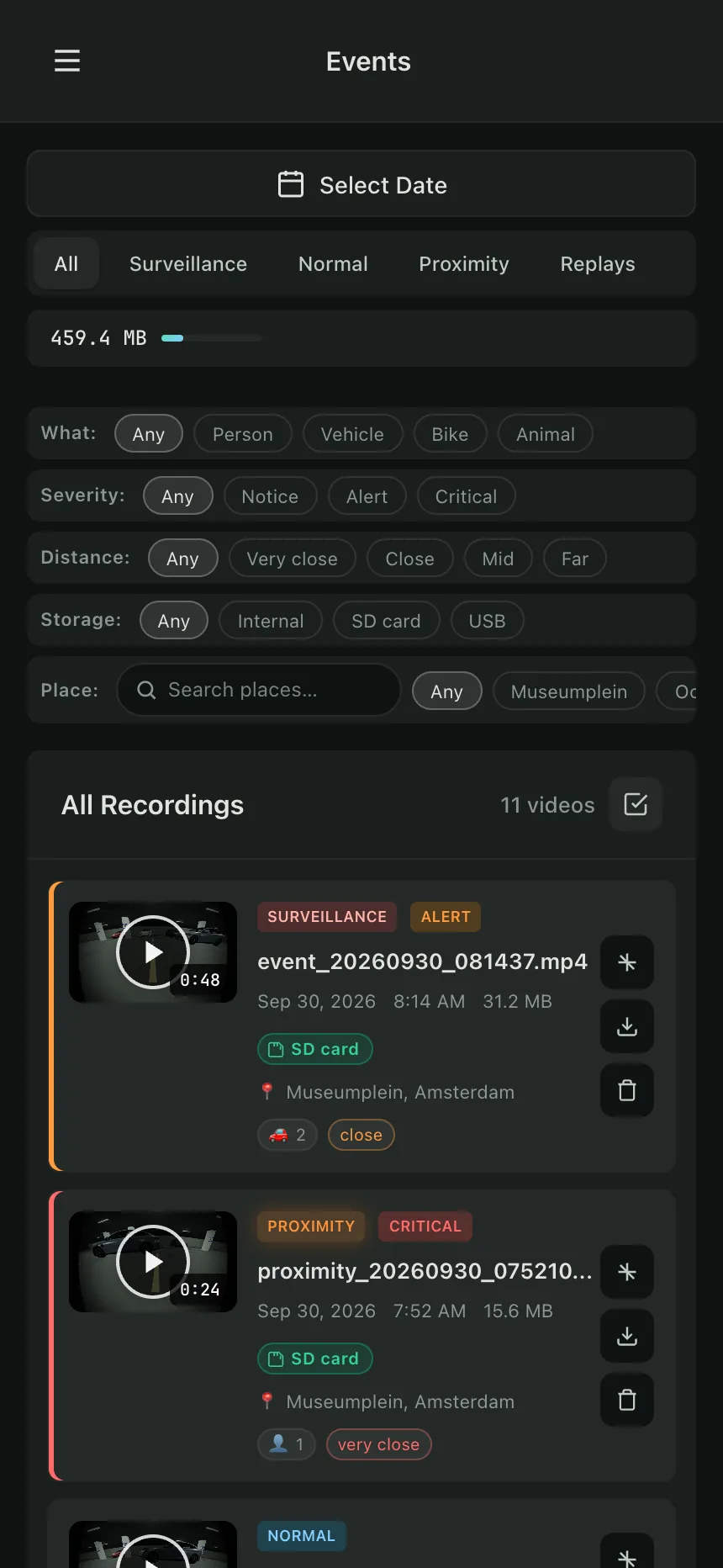 OverDrive Events screen