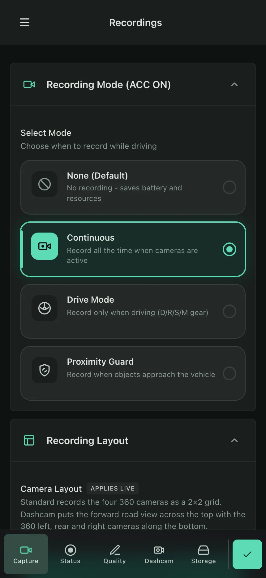 OverDrive Recording screen