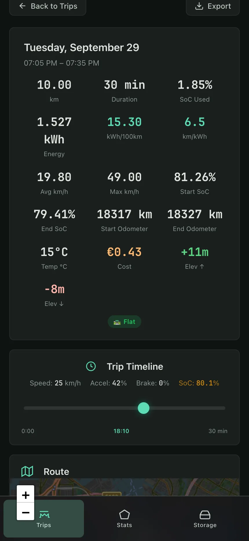 OverDrive Trips screen